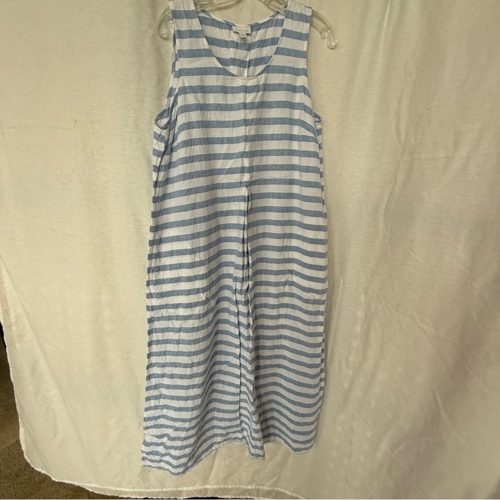 J. Jill Blue and White Striped Linen Dress